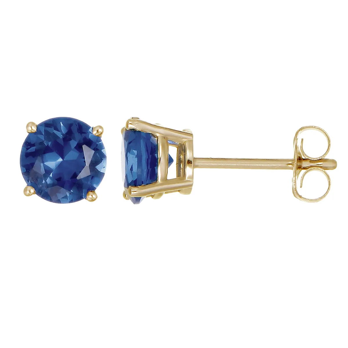 1/2 cttw Blue Sapphire Stud Earrings 14K White Gold Round with Push Backs September Birthstone