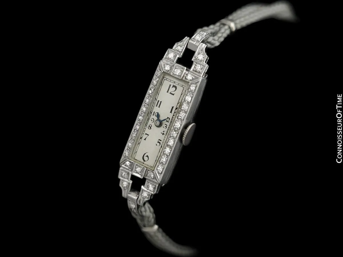 1920's Piaget Vintage Ladies Handwound Art Deco Dress Watch - Platinum & Diamonds