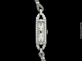 1920's Piaget Vintage Ladies Handwound Art Deco Dress Watch - Platinum & Diamonds