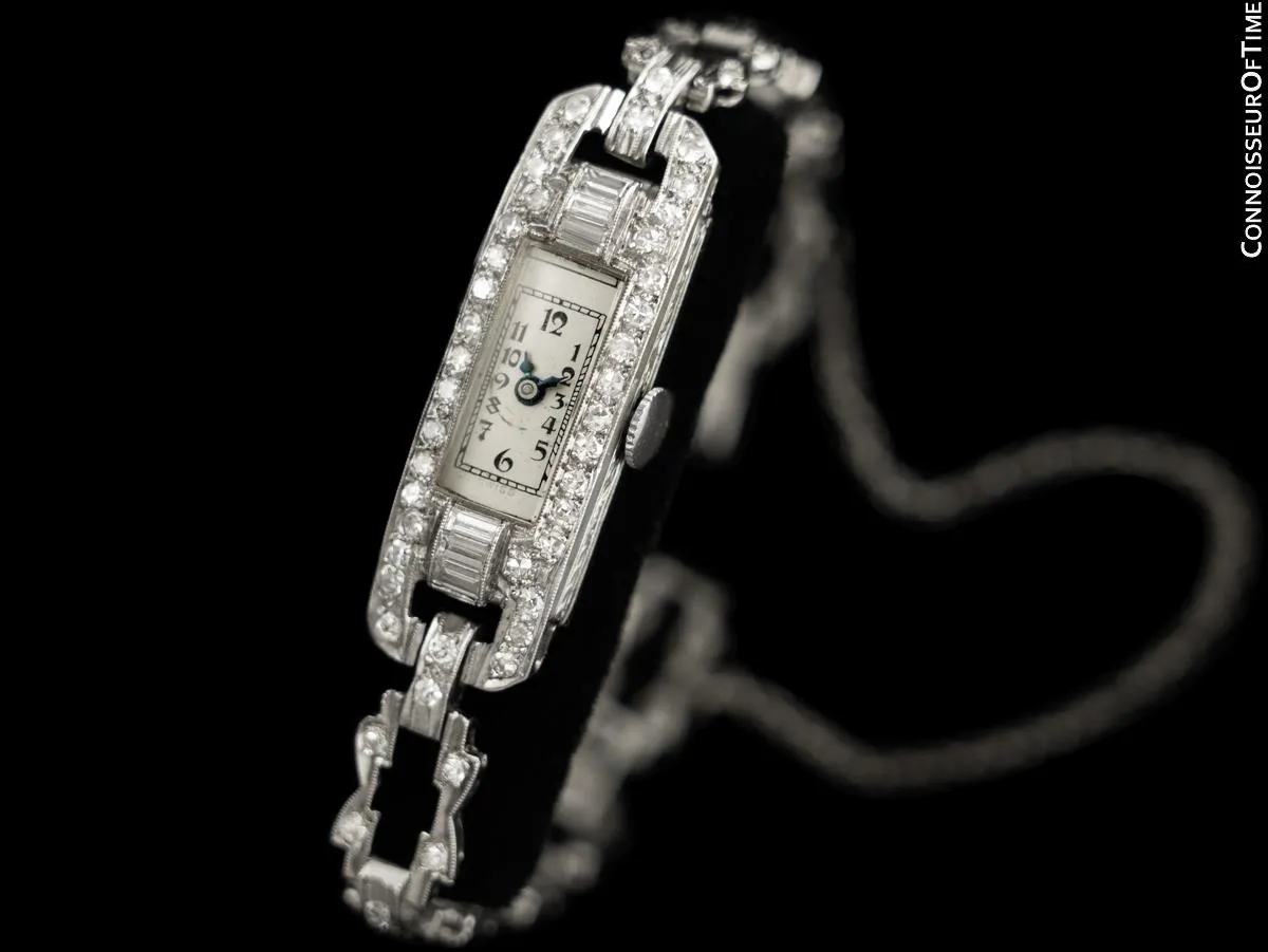 1920's Swiss Vintage Ladies Cocktail Watch - Platinum with 95 Diamonds