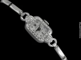 1940's Rolex Ladies Vintage Cocktail Watch - 18K White Gold and Diamonds