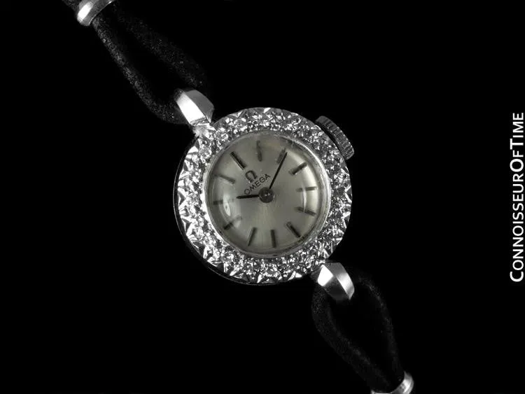 1969 Omega Vintage Ladies Watch - 14K White Gold & Diamonds