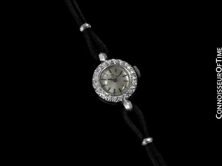 1969 Omega Vintage Ladies Watch - 14K White Gold & Diamonds