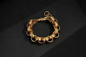 20mm Gold Ornate Belcher Bracelet 8 Inch