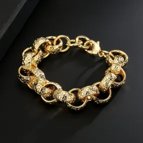 20mm Gold Ornate Belcher Bracelet 8.5/9.5 Inch