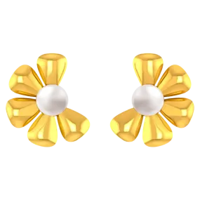 22k Dainty Earrings With Half Floral Design From Goldlites Collection