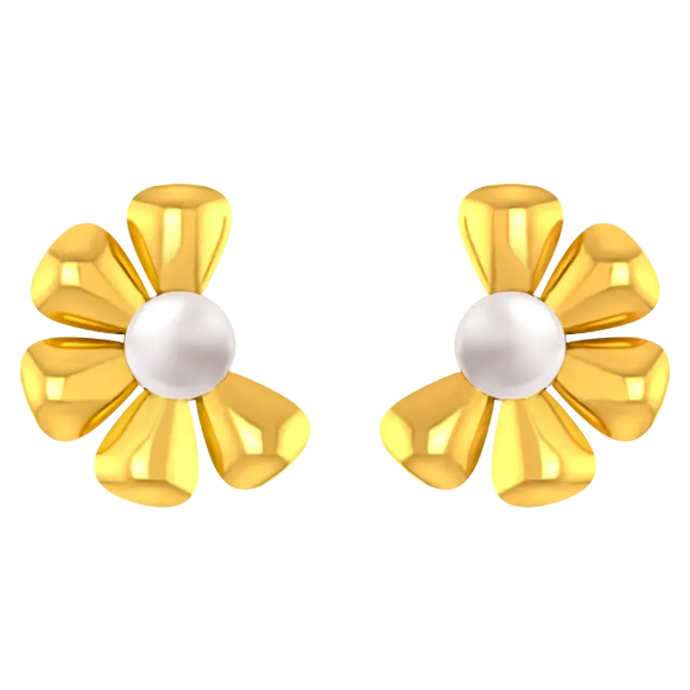 22k Dainty Earrings With Half Floral Design From Goldlites Collection