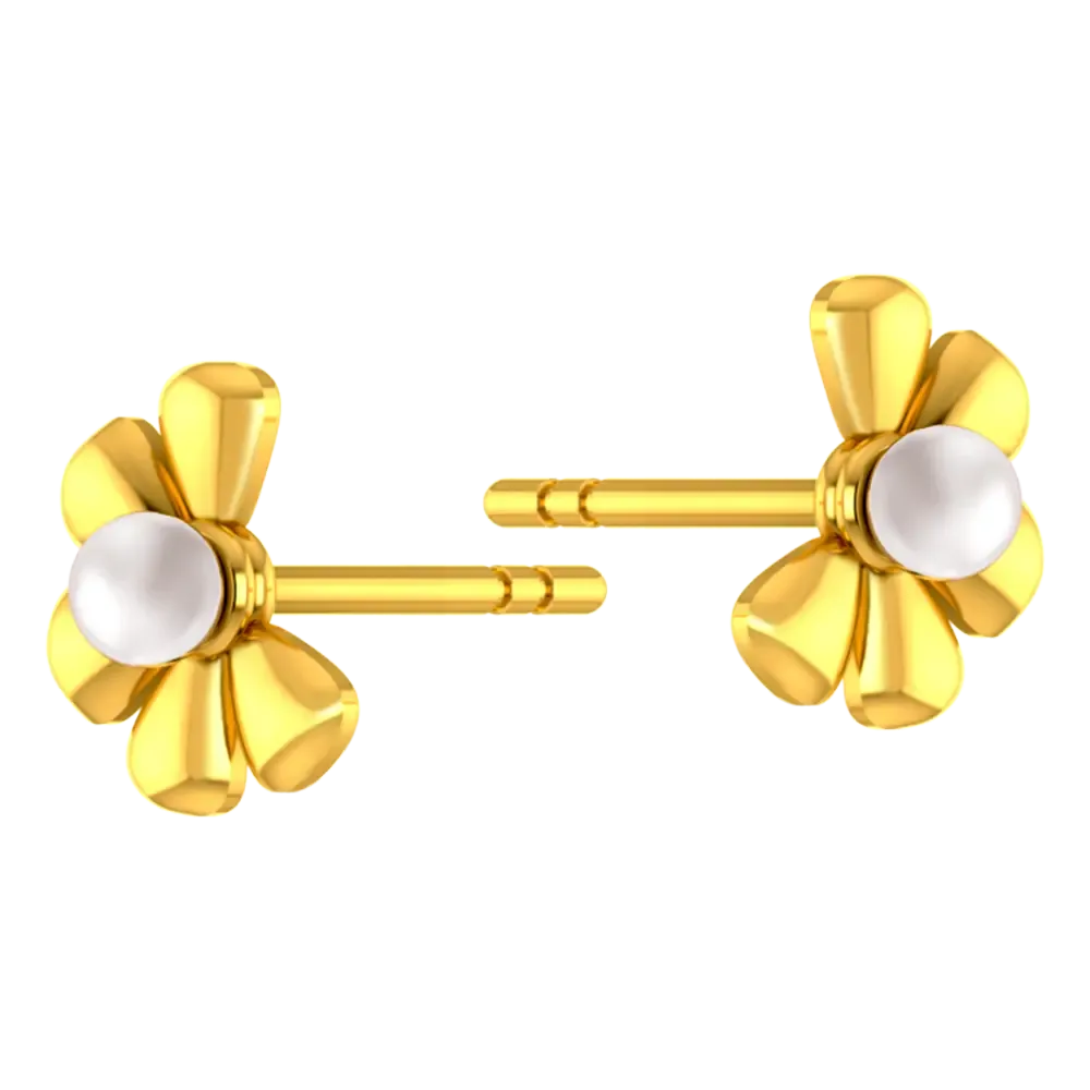 22k Dainty Earrings With Half Floral Design From Goldlites Collection