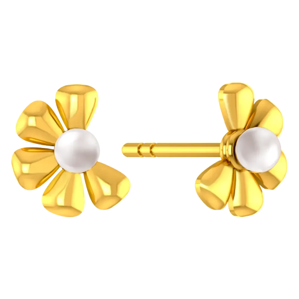 22k Dainty Earrings With Half Floral Design From Goldlites Collection