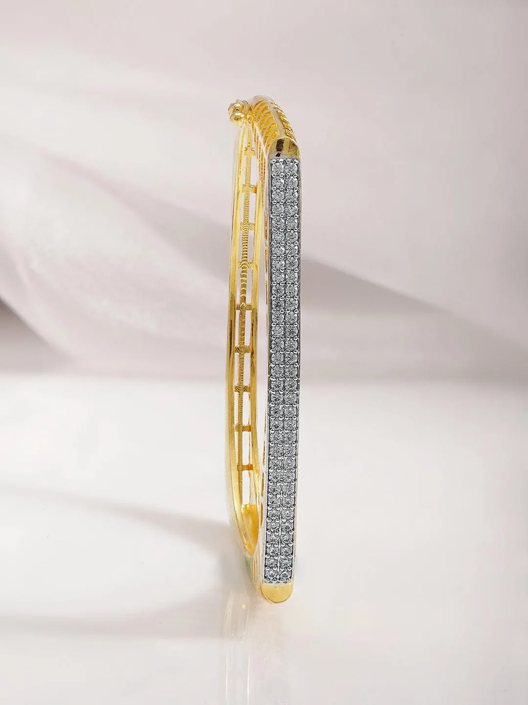 22KT Gold Plated Cubic Zirconia Stylish Slip On Bracelet