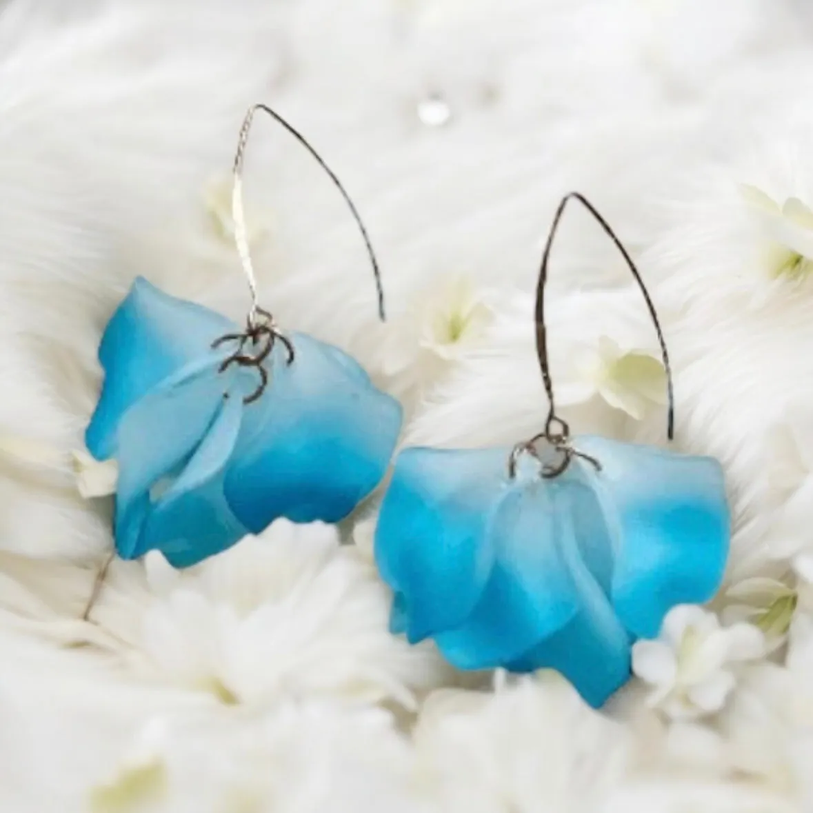 3 colours - Ombre petal flowers earrings dangly earrings | petals drop earrings | wire dangle statement earrings | spring floral earrings