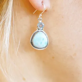 Abi Larimar & Aquamarine Gemstone Sterling Silver Earrings