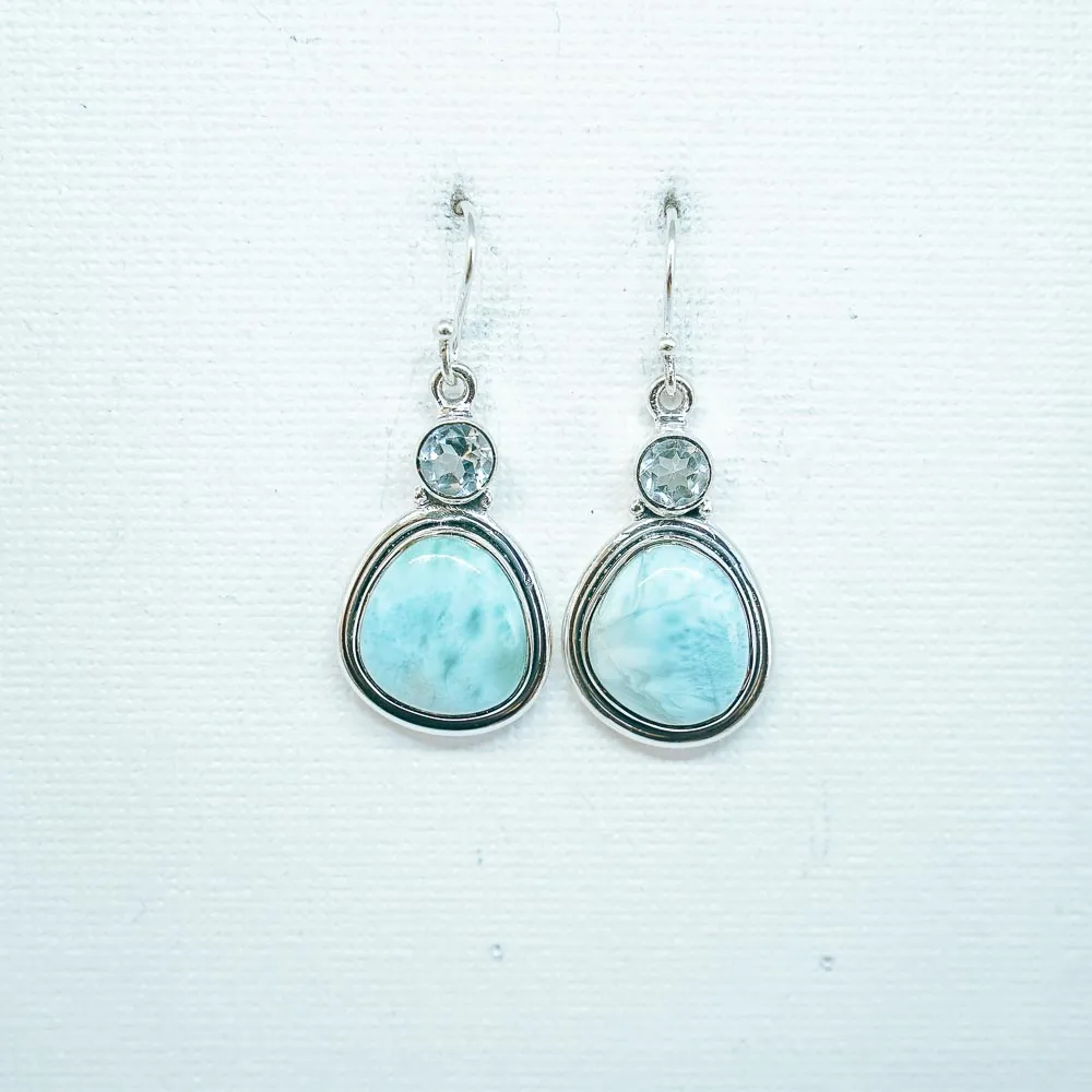 Abi Larimar & Aquamarine Gemstone Sterling Silver Earrings