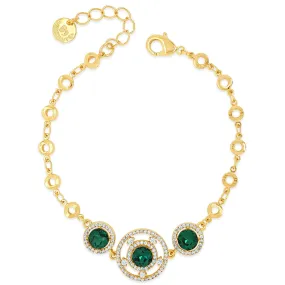 Absolute Gold & Emerald Green Halo Pendant Bracelet