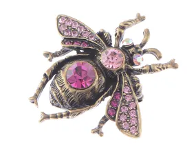 Alilang Dark Metal Tone Sapphire Aqua Blue Crystal Rhinestone Bee Fly Insect Pin Brooch Amethyst Pink