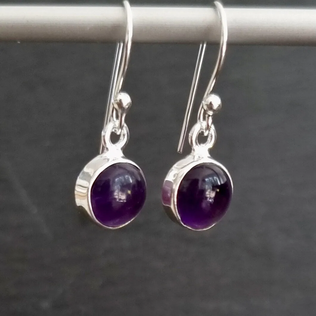 Amethyst Round 8mm 925 Silver Earrings, E13A