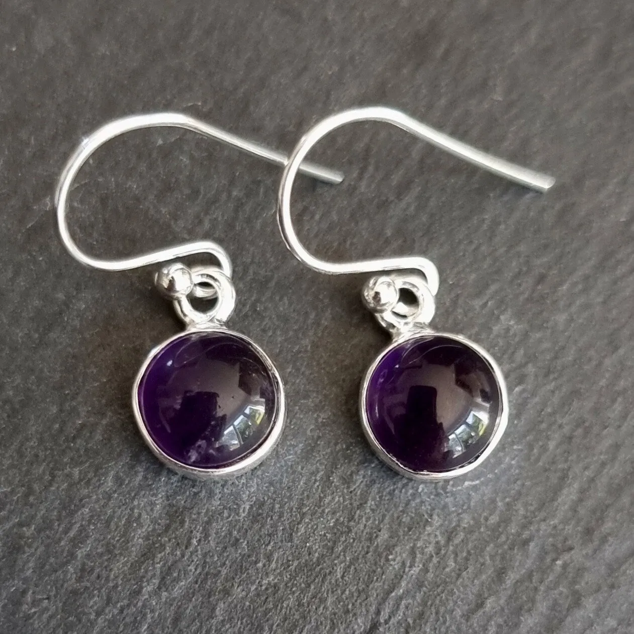 Amethyst Round 8mm 925 Silver Earrings, E13A