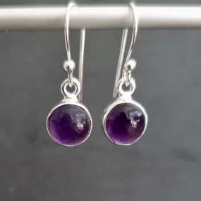 Amethyst Round 8mm 925 Silver Earrings, E13A