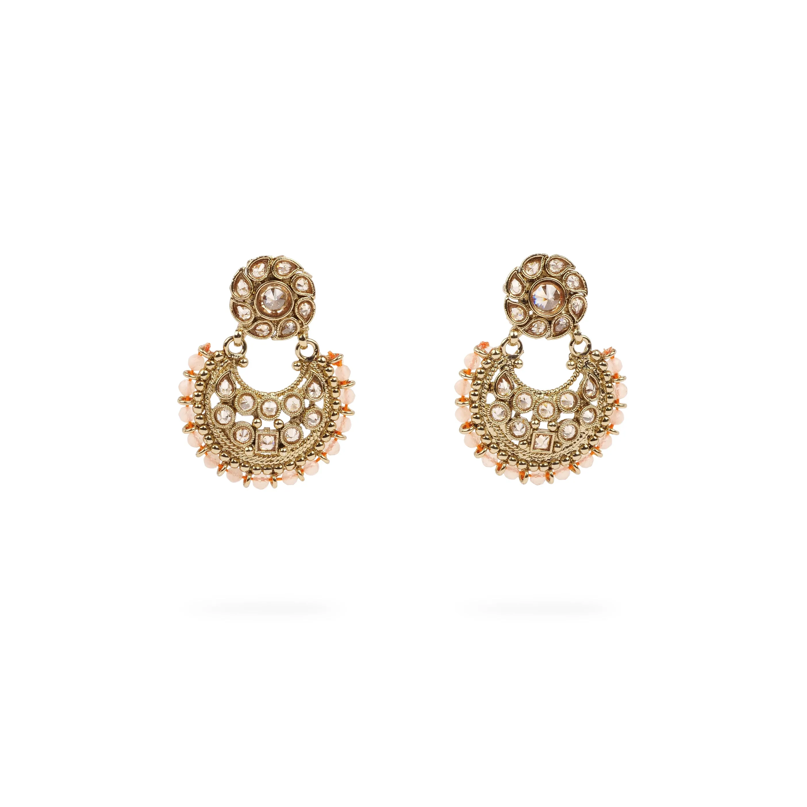 Amina Chandbali Earrings in Peach