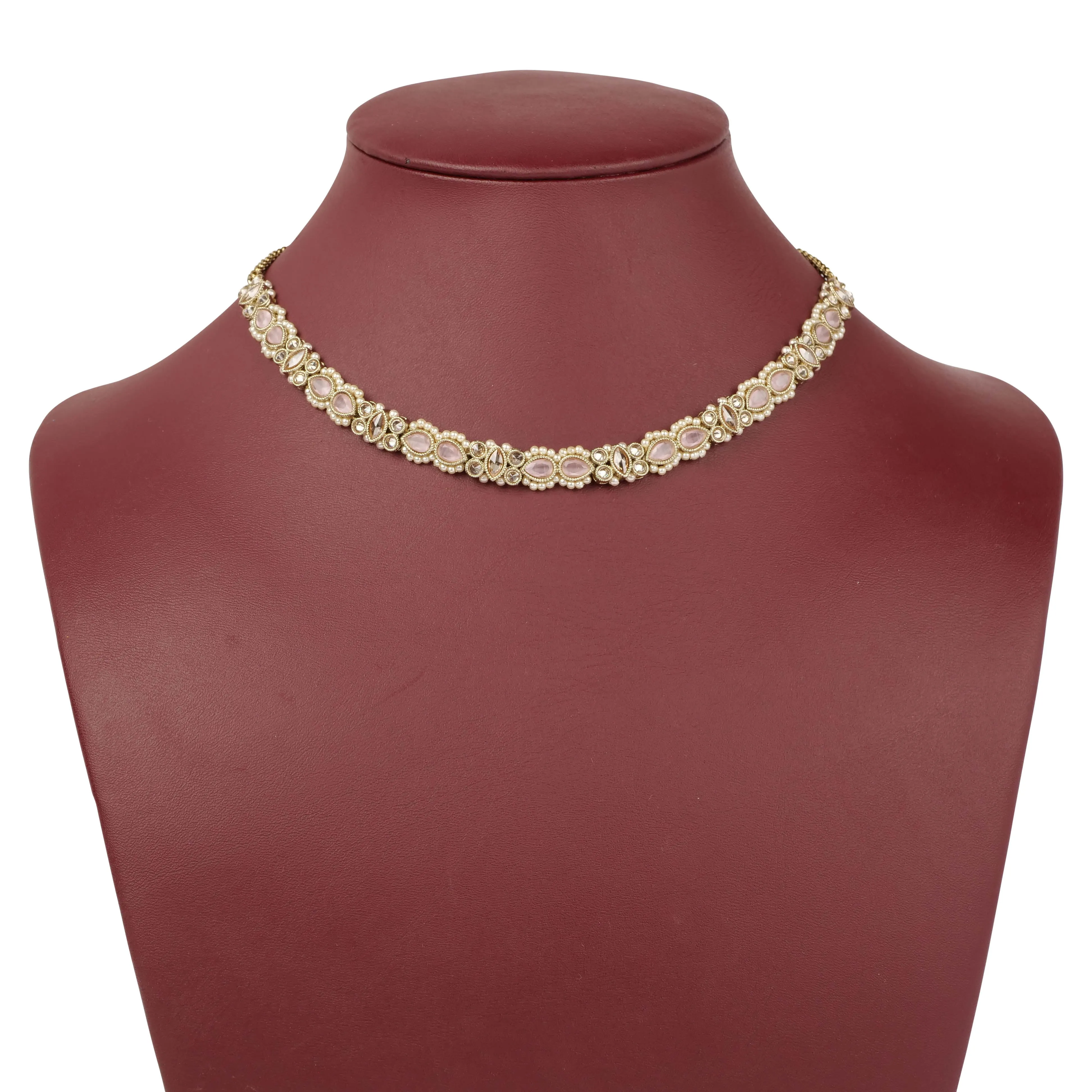 Anisha Simple Necklace Set in Light Pink