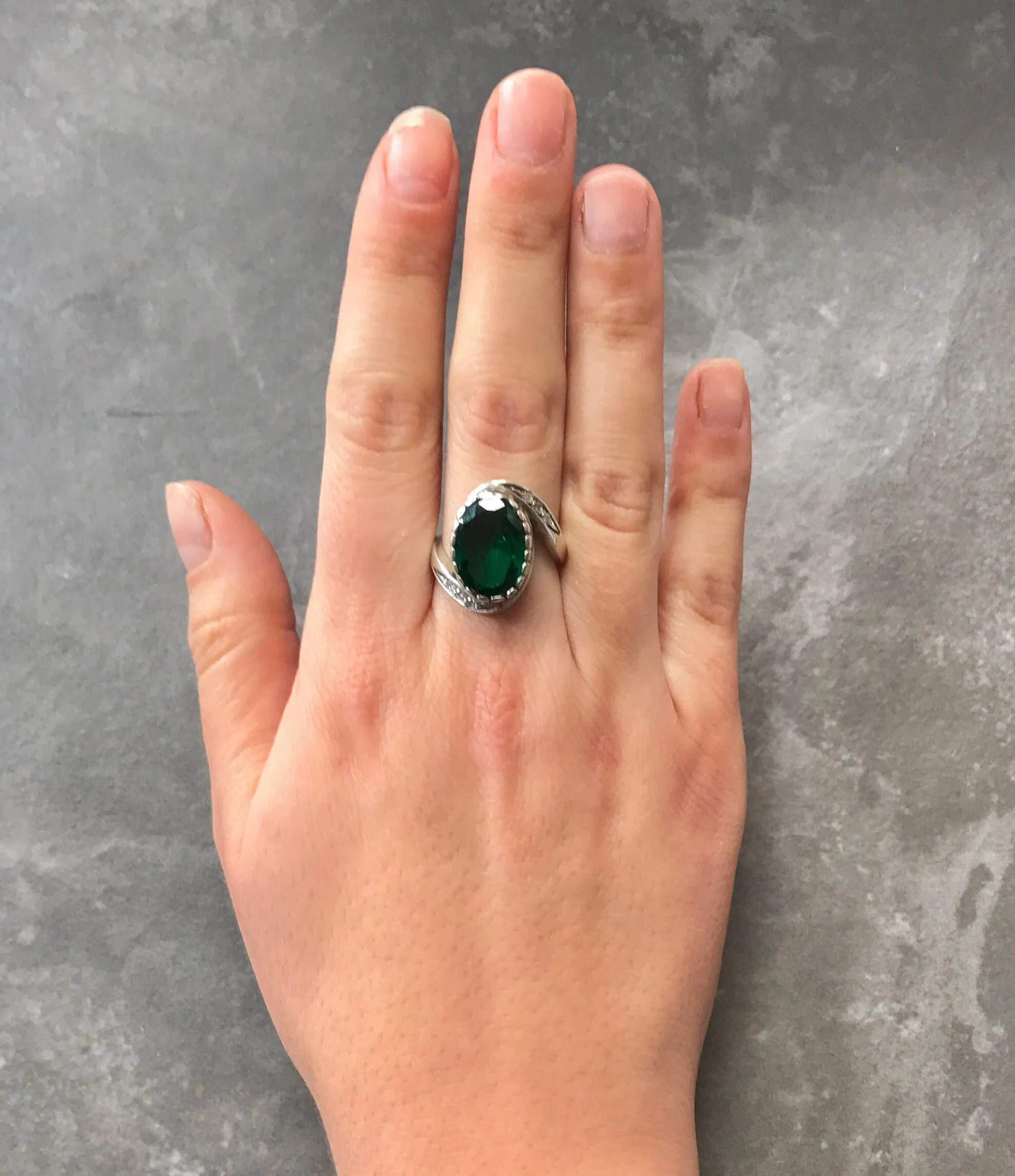 Antique Emerald Ring - Emerald Statement Ring - Green Gemstone Ring