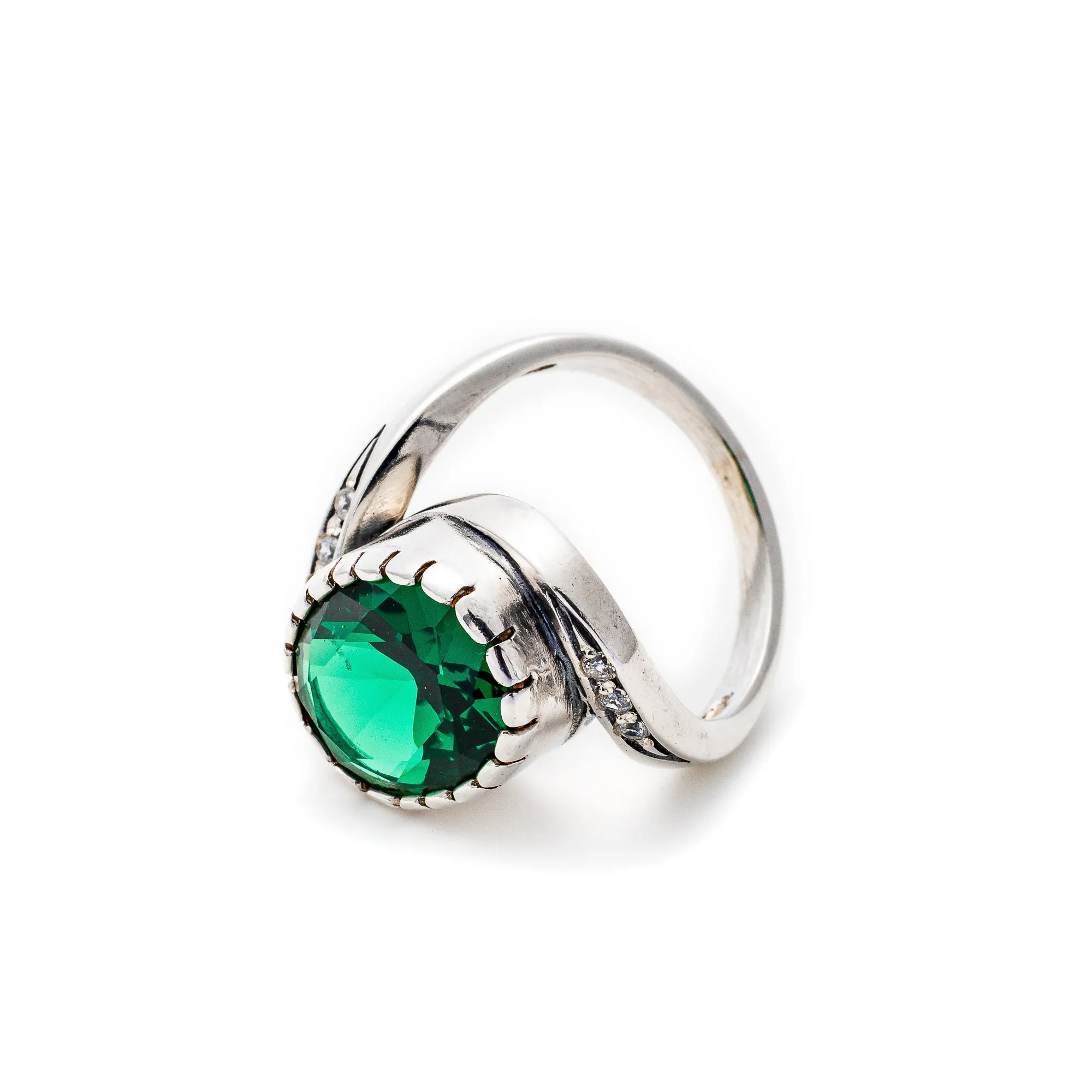 Antique Emerald Ring - Emerald Statement Ring - Green Gemstone Ring