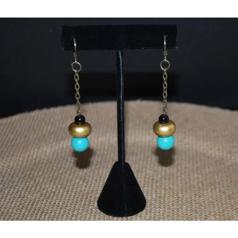 Antique Gold and Turquoise Earrings and Ring Women's Earrings