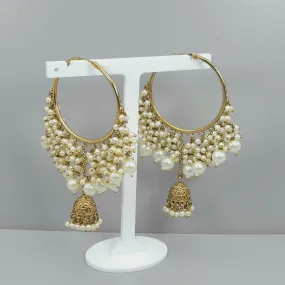 Antique Gold Pearl Jhumki Earrings – Add Drama to Your Outfit