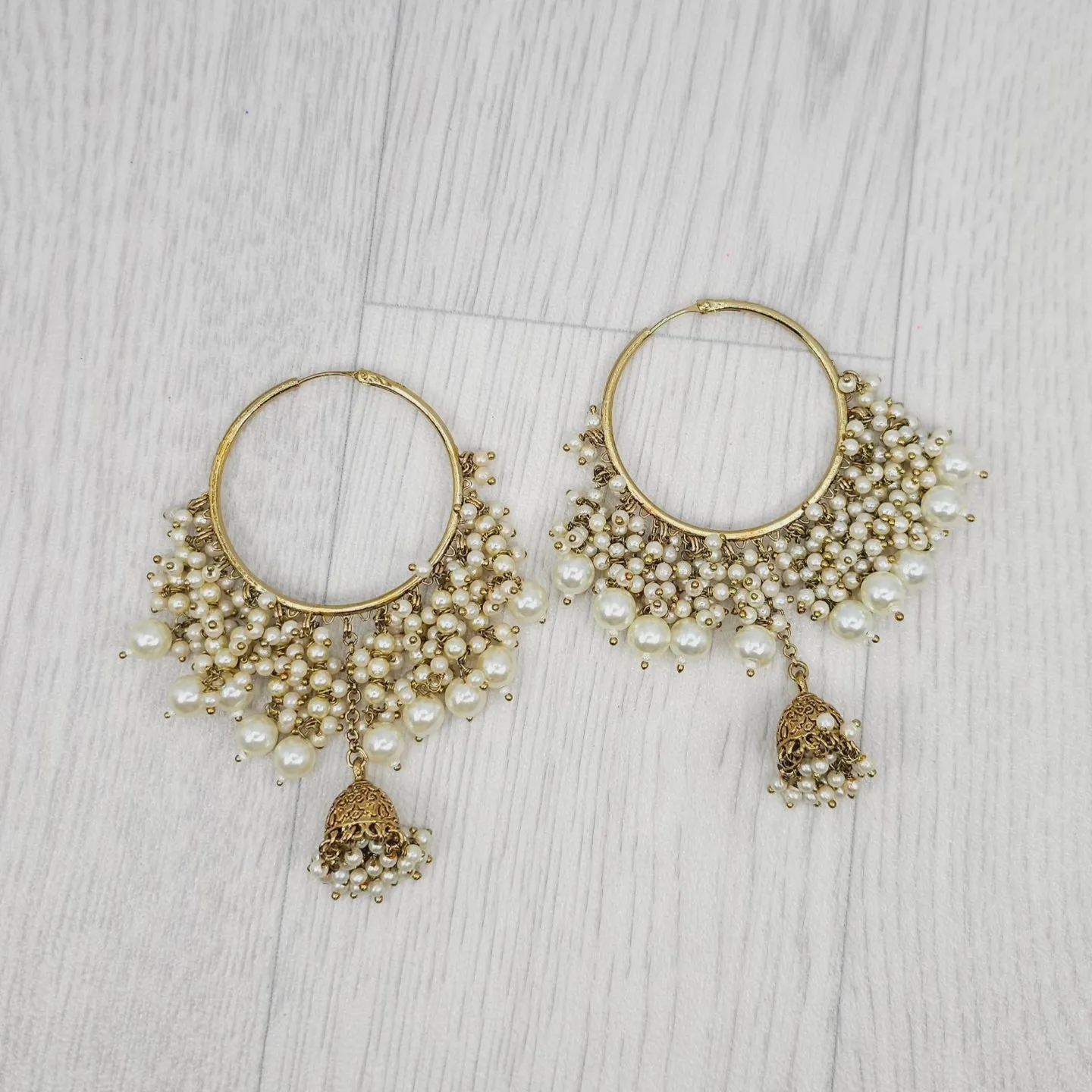 Antique Gold Pearl Jhumki Earrings – Add Drama to Your Outfit