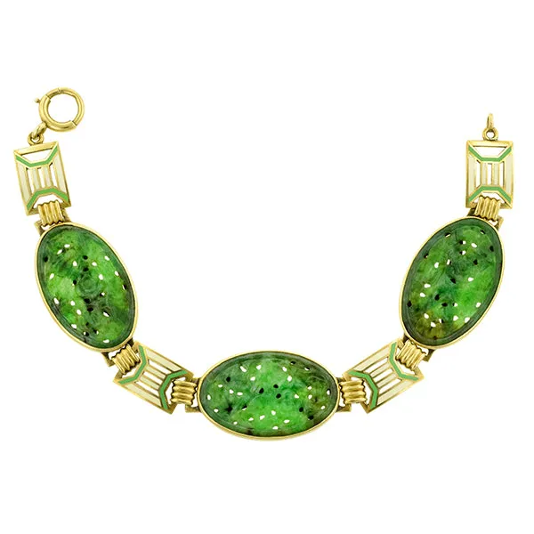 Art Deco Jade & Enamel Bracelet