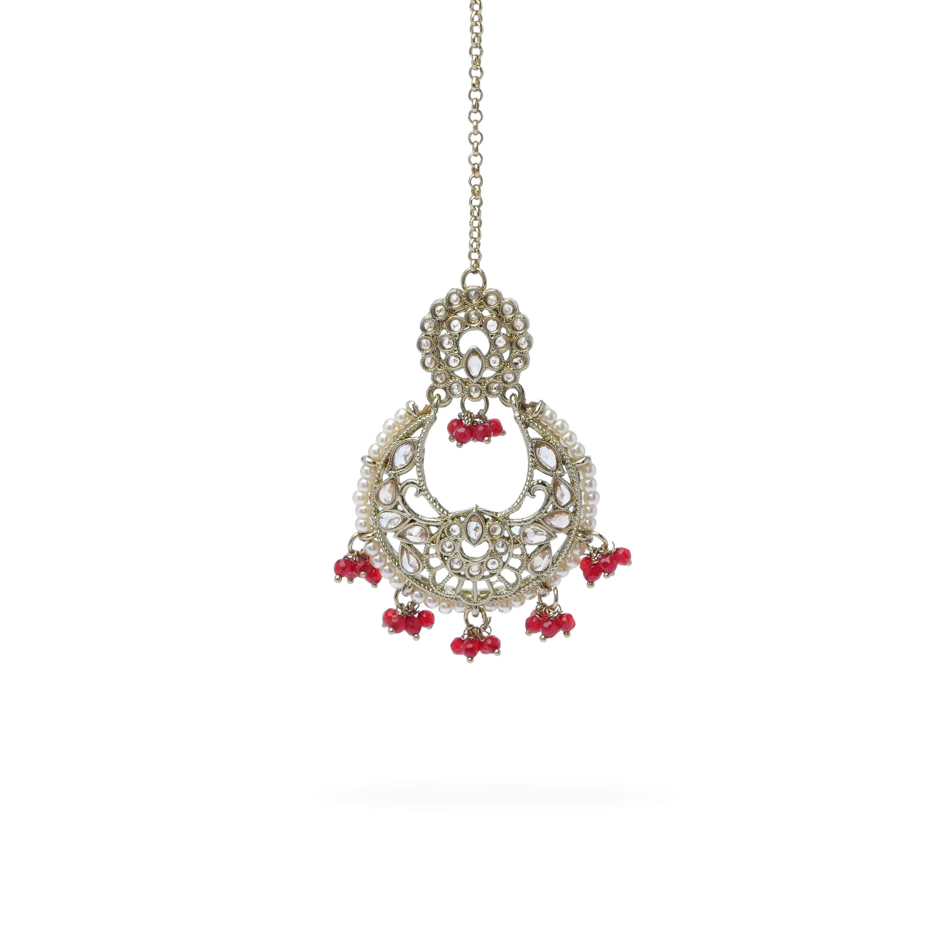 Ashmita Necklace Set in Maroon and Antique Gold