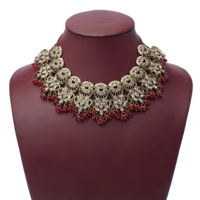 Ashmita Necklace Set in Maroon and Antique Gold