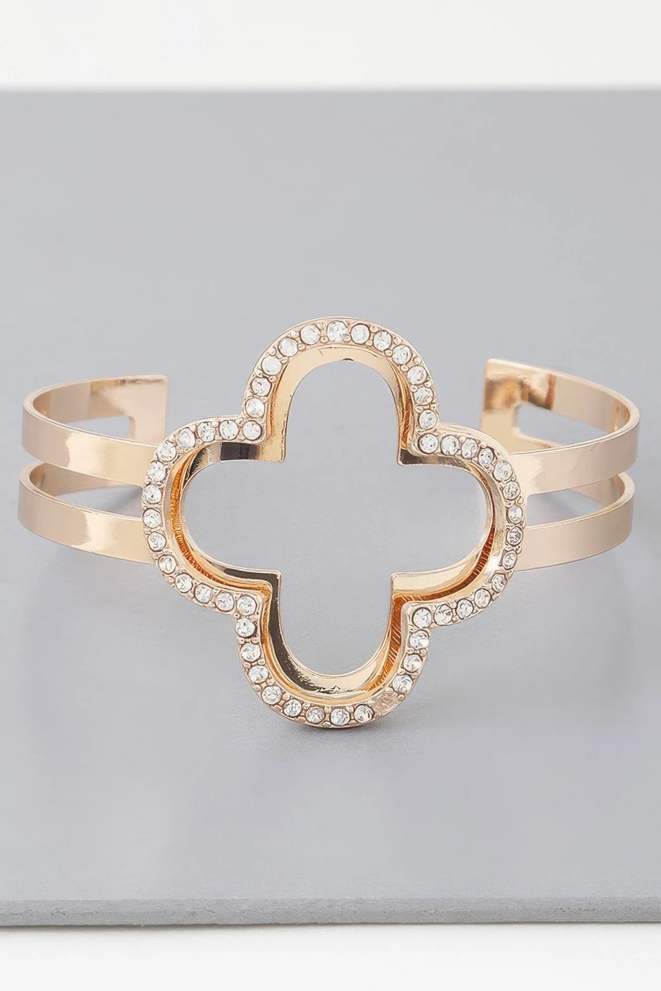 Bejeweled Clover Double Cuff Bracelet