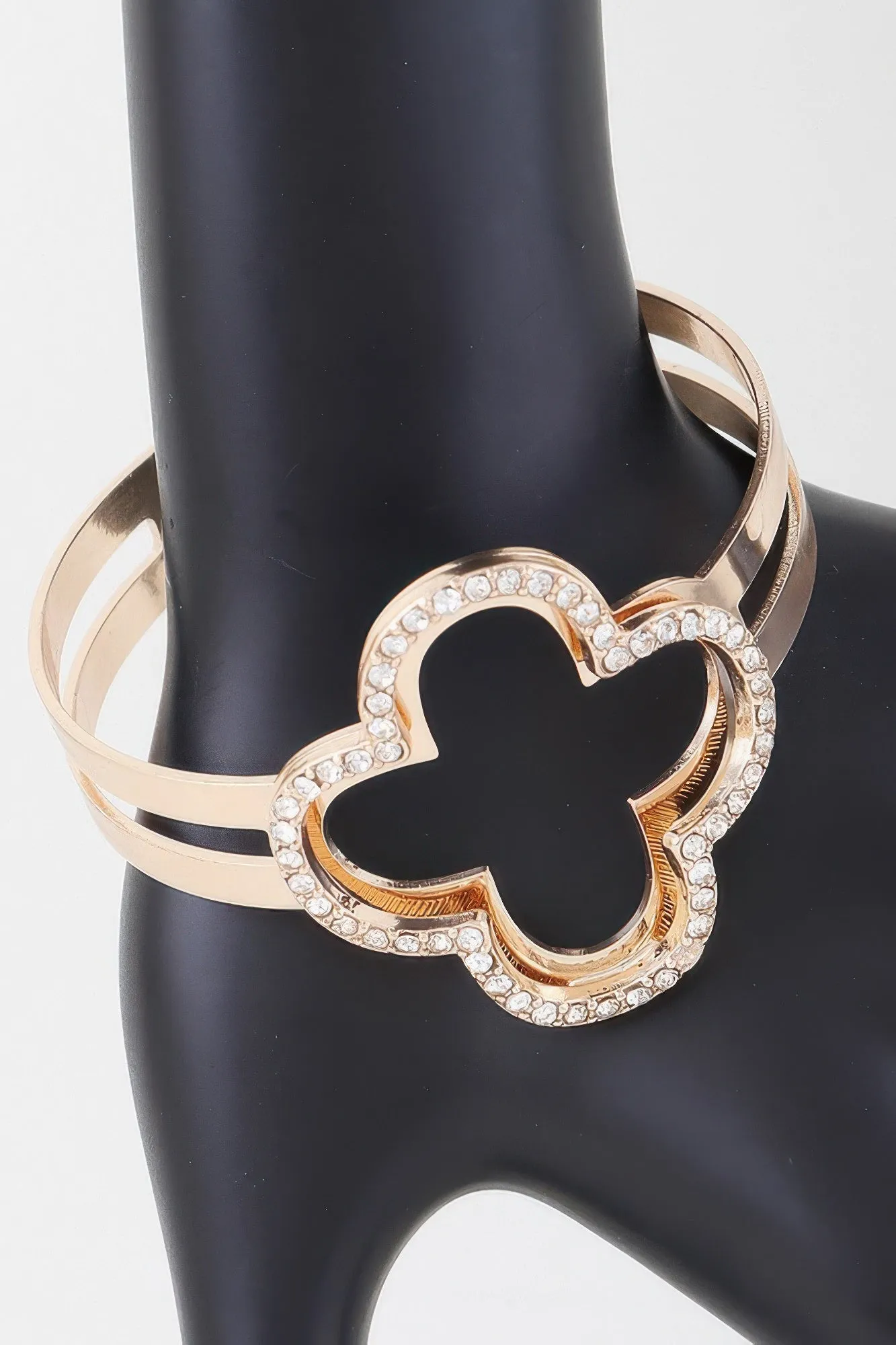 Bejeweled Clover Double Cuff Bracelet