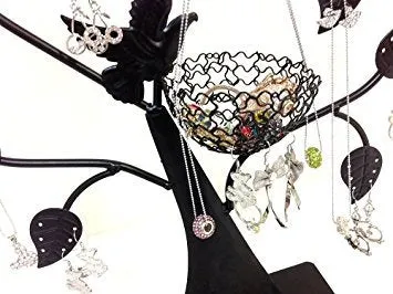 Bejeweled DisplayBird Nest Jewelry Tree Earring Holder~Bracelet Stand~Necklace Organizer Jewelry Display (Black) Black