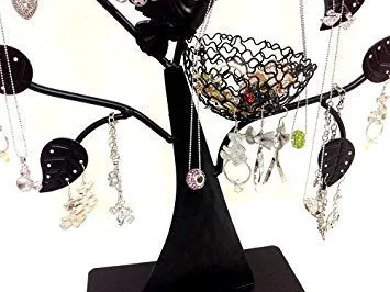 Bejeweled DisplayBird Nest Jewelry Tree Earring Holder~Bracelet Stand~Necklace Organizer Jewelry Display (Black) Black