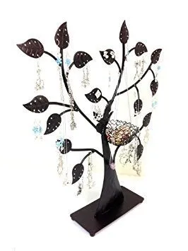 Bejeweled DisplayBird Nest Jewelry Tree Earring Holder~Bracelet Stand~Necklace Organizer Jewelry Display (Black) Black