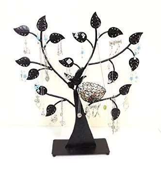 Bejeweled DisplayBird Nest Jewelry Tree Earring Holder~Bracelet Stand~Necklace Organizer Jewelry Display (Black) Black