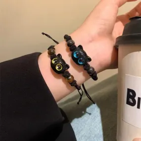 Black Cute Little Cat Couple Bracelets