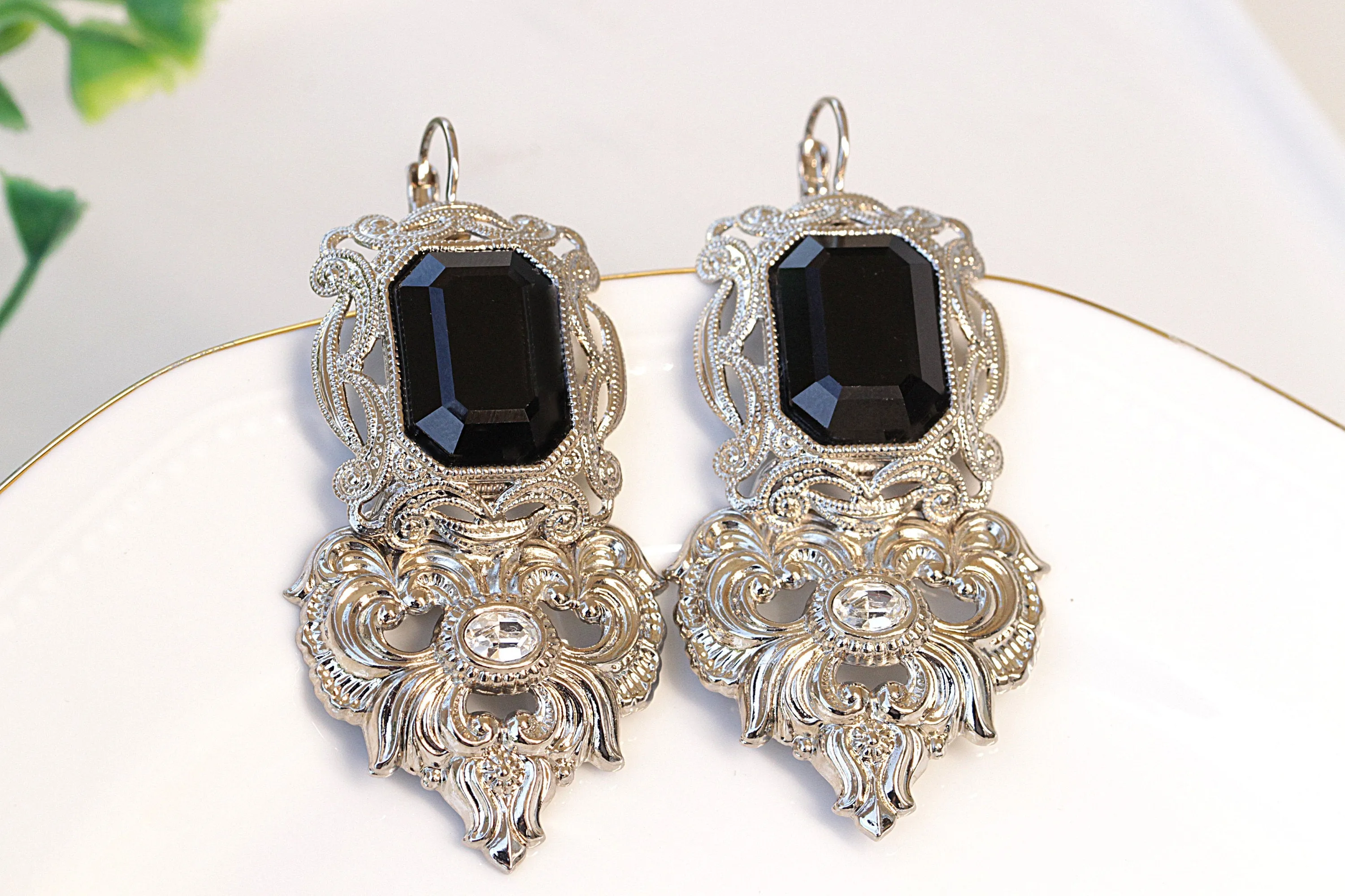 BLACK Filigree Earrings