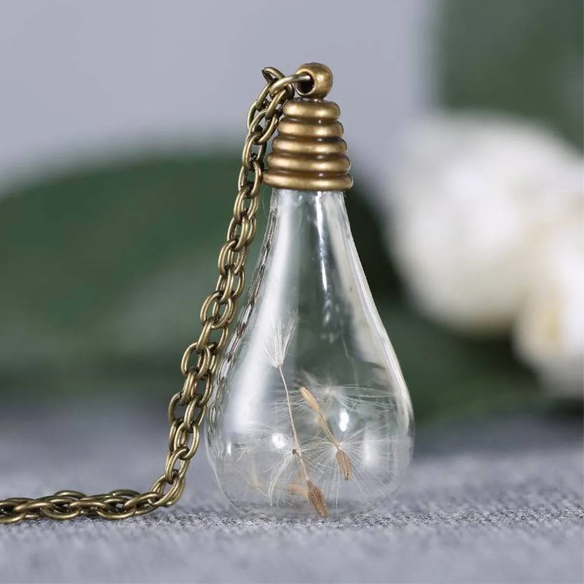 Bulb Pendant Necklaces Vintage Bronze