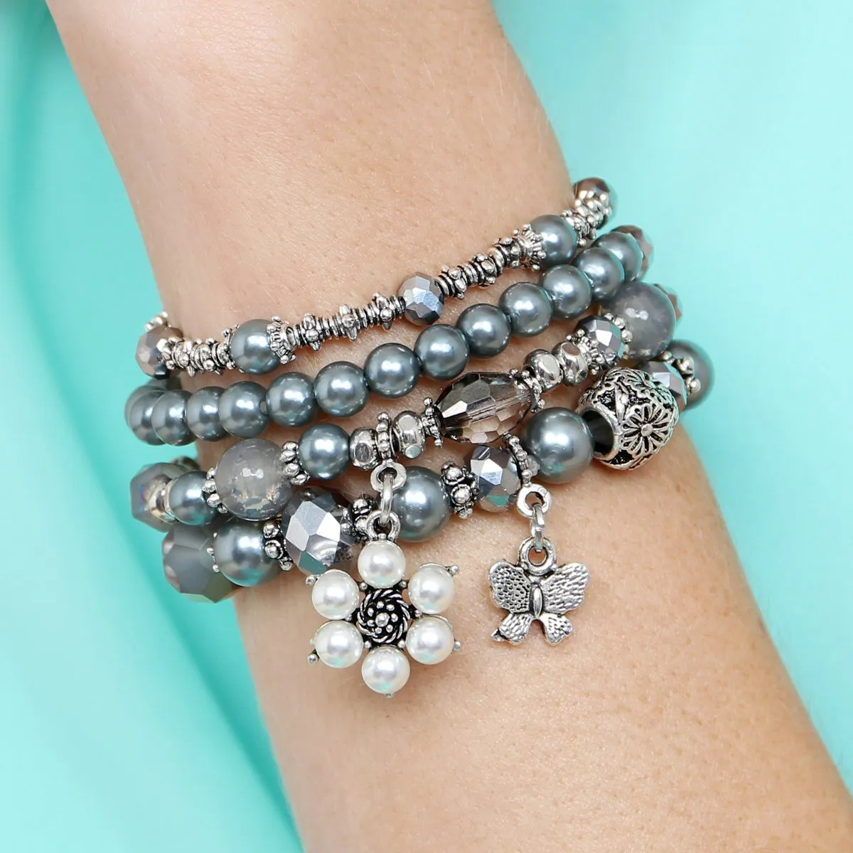 Butterfly Pearl Classy Stackable Bracelet