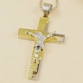 Classical Catholic Church Stainless Steel Jesus Cross Necklace Religion Crucifix Pendant Jewelry For Men&Women