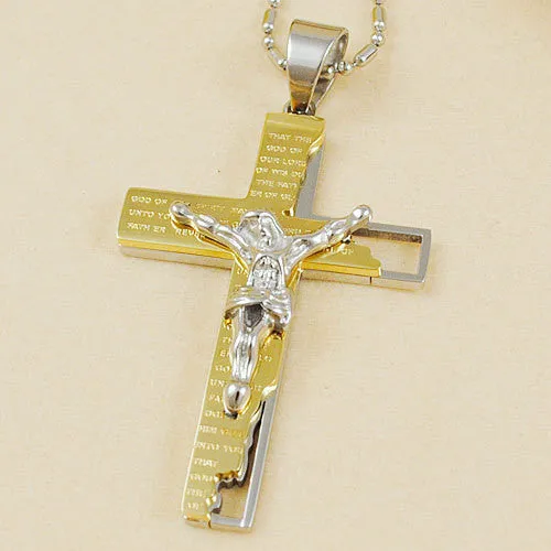 Classical Catholic Church Stainless Steel Jesus Cross Necklace Religion Crucifix Pendant Jewelry For Men&Women