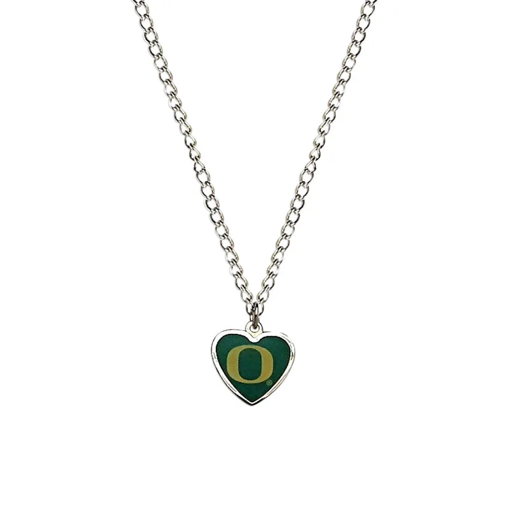 Cleanlapsports NCAA Oregon Ducks Team Logo Heart Shaped Pendant Necklace Charm Gift