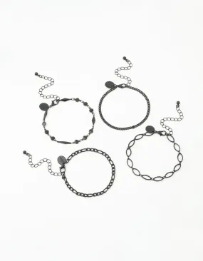 Coated Figaro Chain Bracelets 4-Pack