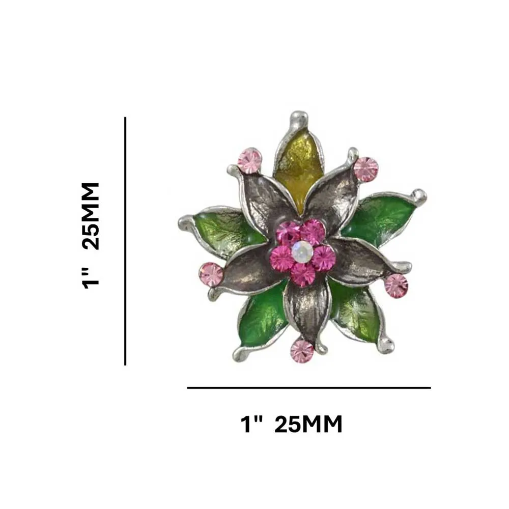 Colorful Enamel and Crystal Flower Pierced Earring - RSN690E