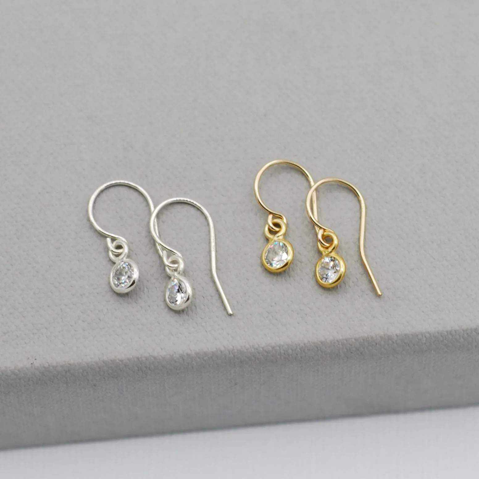 Cubic Zirconia Earrings on Sterling Silver or 14k Gold-Filled Wire