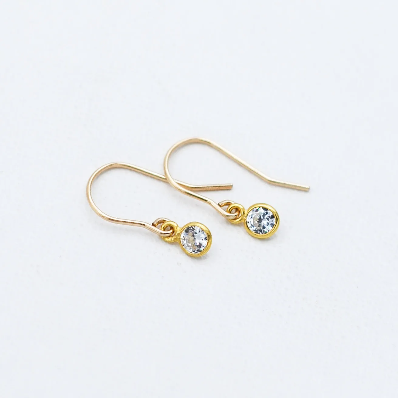 Cubic Zirconia Earrings on Sterling Silver or 14k Gold-Filled Wire