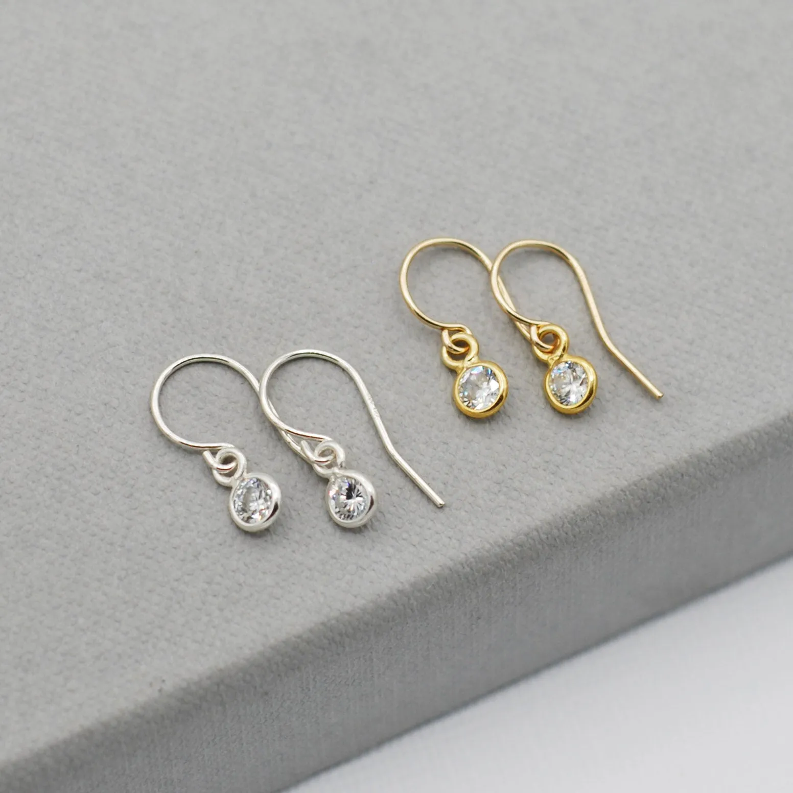 Cubic Zirconia Earrings on Sterling Silver or 14k Gold-Filled Wire